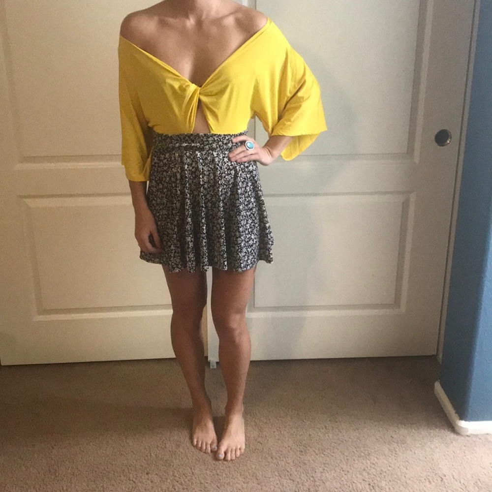 Yellow off the shoulder body suit